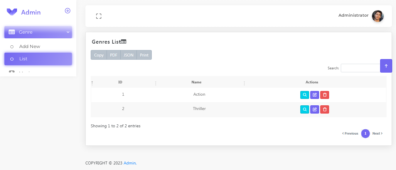 Genres (Admin Panel)