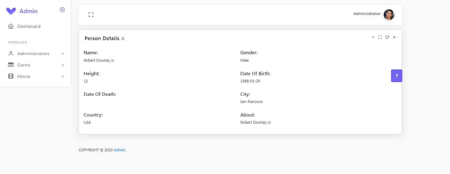 Person Details (Admin Panel)