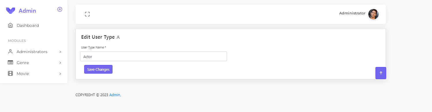 Edit User Type (Admin Panel)